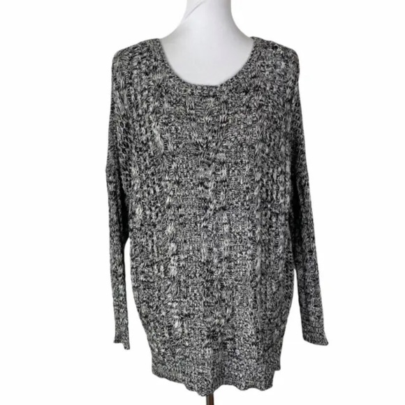 Express Oversized Chunky Knit Tunic Sweater Black White Sz. S - Picture 1 of 11